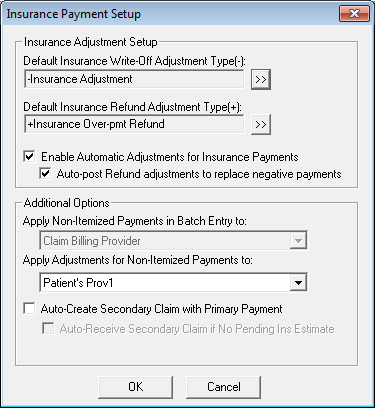 Insurance Payment Setup