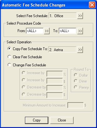 Automatic fee schedule changes