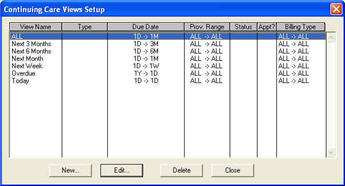 Continuing Care View Setup