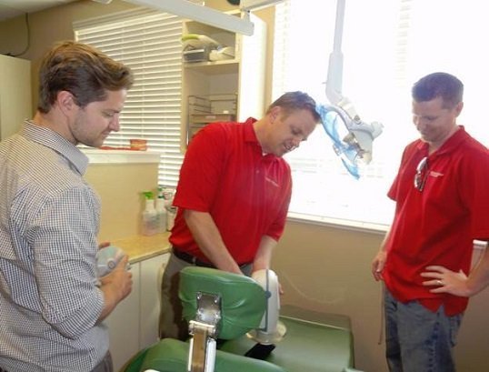 Adam Densley (left), Marc Blaser (middle), and Martin Gubler (right) are a great installation team!